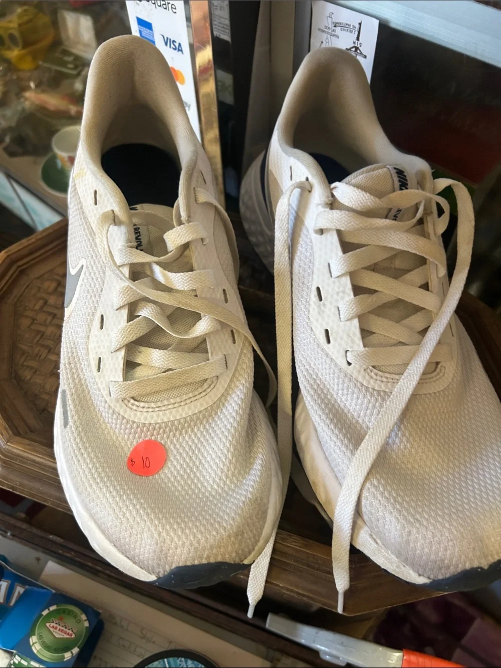 Nike White and Gray Mesh Trainer Sneakers